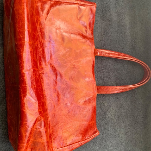 Large Genuine Leather Tote Bag – Burnt Orange – Striped Interior - Picture 2 of 11